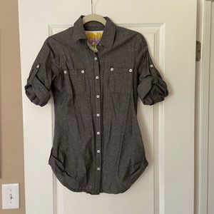 Dark grey/black fitted long button up